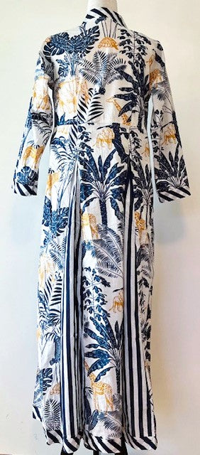 Updated Midi Cotton Block Stripe and Floral Print Dress Is Striking