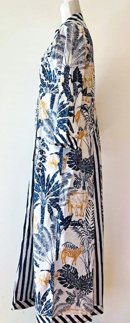 Updated Midi Cotton Block Stripe and Floral Print Dress Is Striking