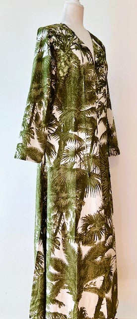Elegant Floral Block Print Midi Dress; Beautiful and Exotic