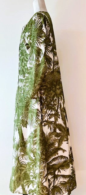 Elegant Floral Block Print Midi Dress; Beautiful and Exotic