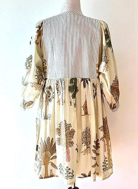 Cotton Block Print Short Dress Eases Into Fall With An Autumn Print