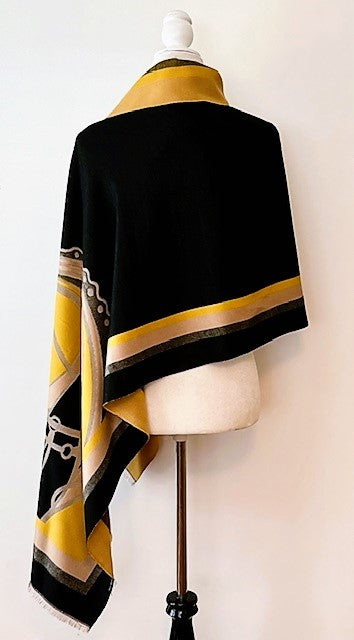 Mustard and Black Mane Reversible Wrap – Artisan Shawl