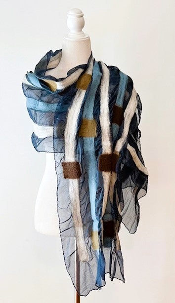 Artisan Silk And Wool Shawl Is a Purchase with a Purpose. (Square and Stripes)