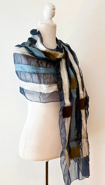 Artisan Silk And Wool Shawl Is a Purchase with a Purpose. (Square and Stripes)