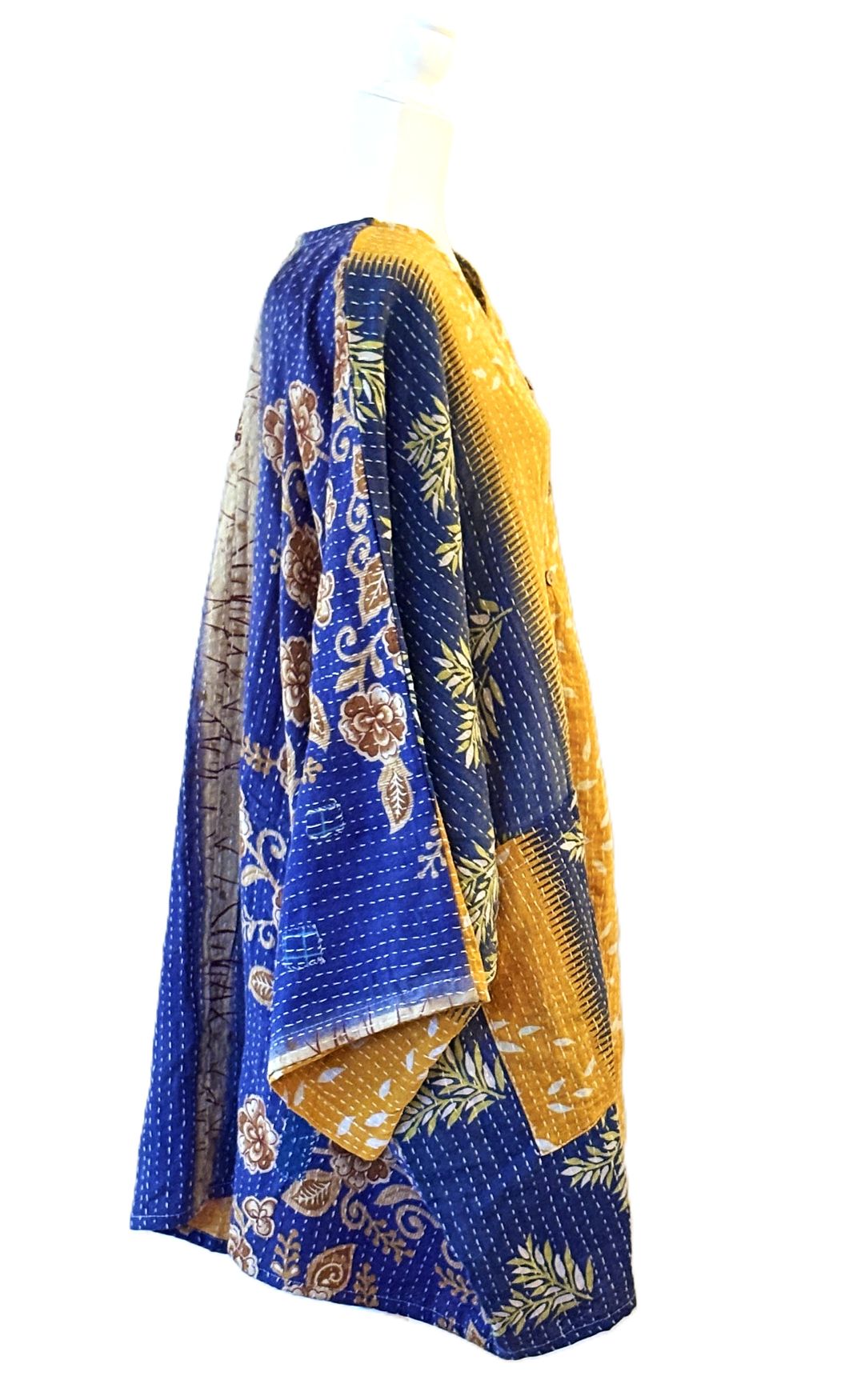 Kantha Bae Pareo Kantha Gaia Button-Down Kimono (Navy Yellow)