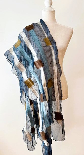Artisan Silk And Wool Shawl Is a Purchase with a Purpose. (Square and Stripes)