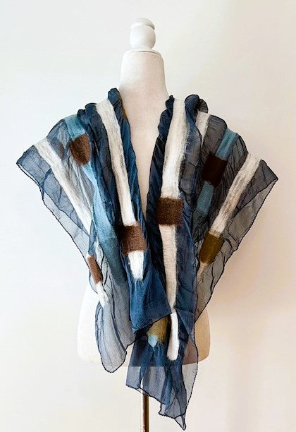 Artisan Silk And Wool Shawl Is a Purchase with a Purpose. (Square and Stripes)