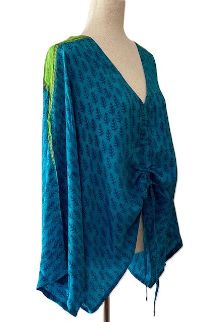 Kantha Bae Crepe Silk Butterfly Top is Groovy (Blue)