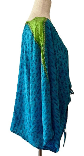 Kantha Bae Crepe Silk Butterfly Top is Groovy (Blue)