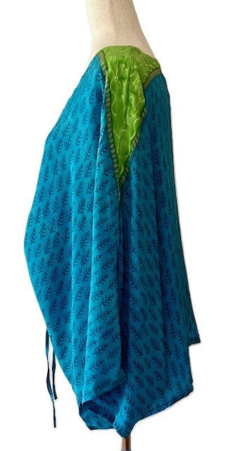 Kantha Bae Crepe Silk Butterfly Top is Groovy (Blue)