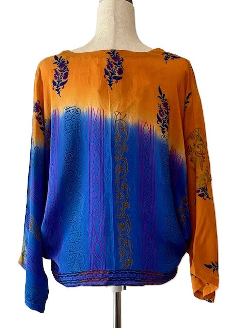 Kantha Bae Crepe Silk Butterfly Top is Groovy (Orange)