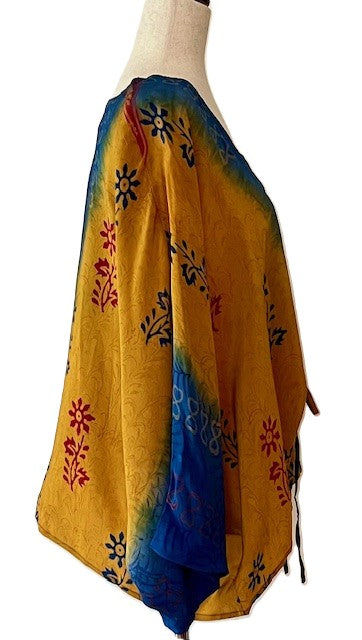 Kantha Bae Crepe Silk Butterfly Top is Groovy (Navy)