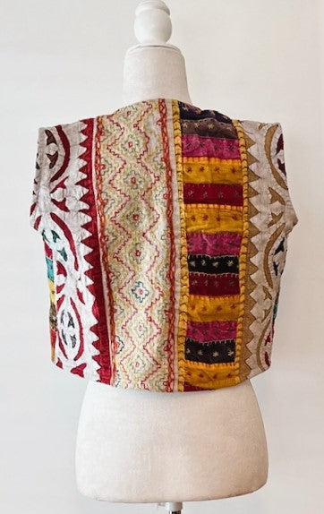 Specialty Collection: Patchwork Short Kantha Vest (Dark tones)