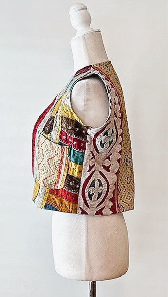 Specialty Collection: Patchwork Short Kantha Vest (Dark tones)
