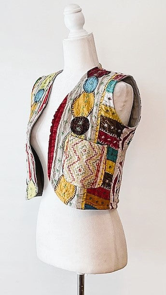 Specialty Collection: Patchwork Short Kantha Vest (Dark tones)