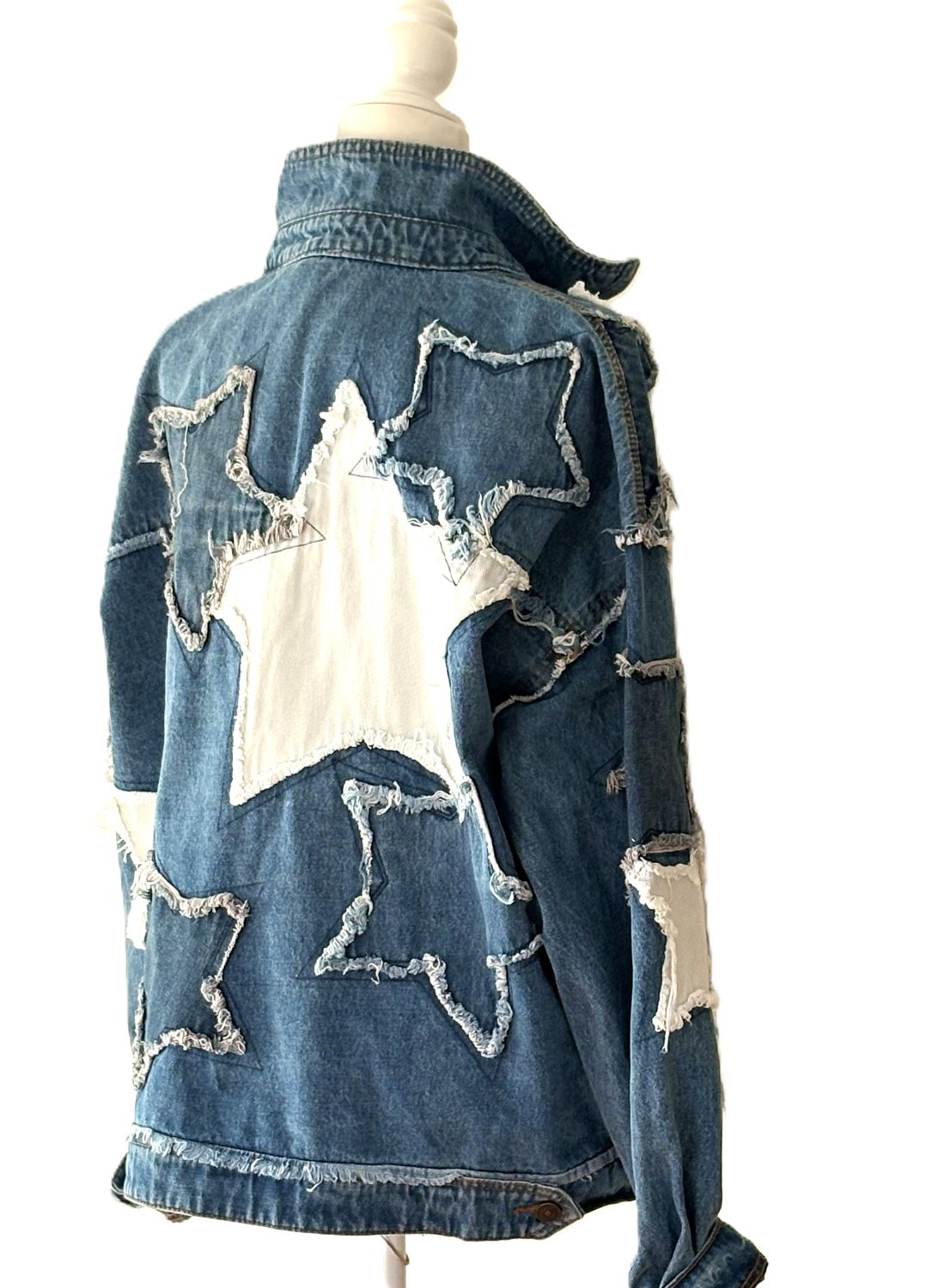 Slimmed Down Long Sleeve Denim With Stars Shacket
