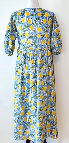 Cotton Block Print Midi Dress Is Delightful In A Marigold Print