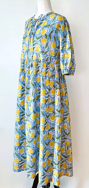 Cotton Block Print Midi Dress Is Delightful In A Marigold Print