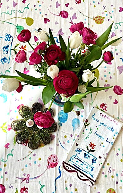 Happy Birthday Watercolor Tablecloth. Great Gift For The Gal Of The Hour