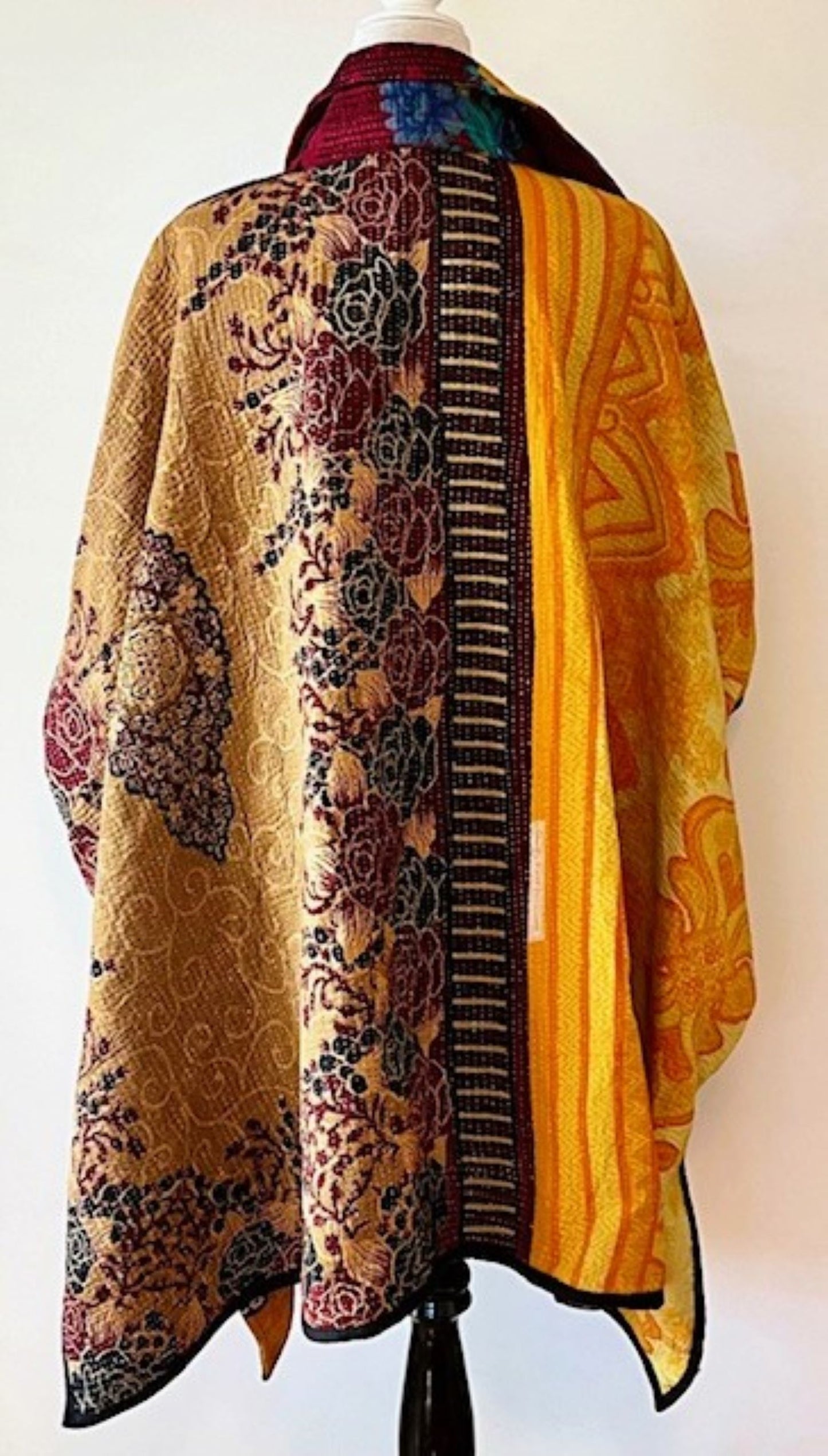 Specialty Collection: Fully Reversible Colorful Kantha Jacket. Exceptional and Dramatic