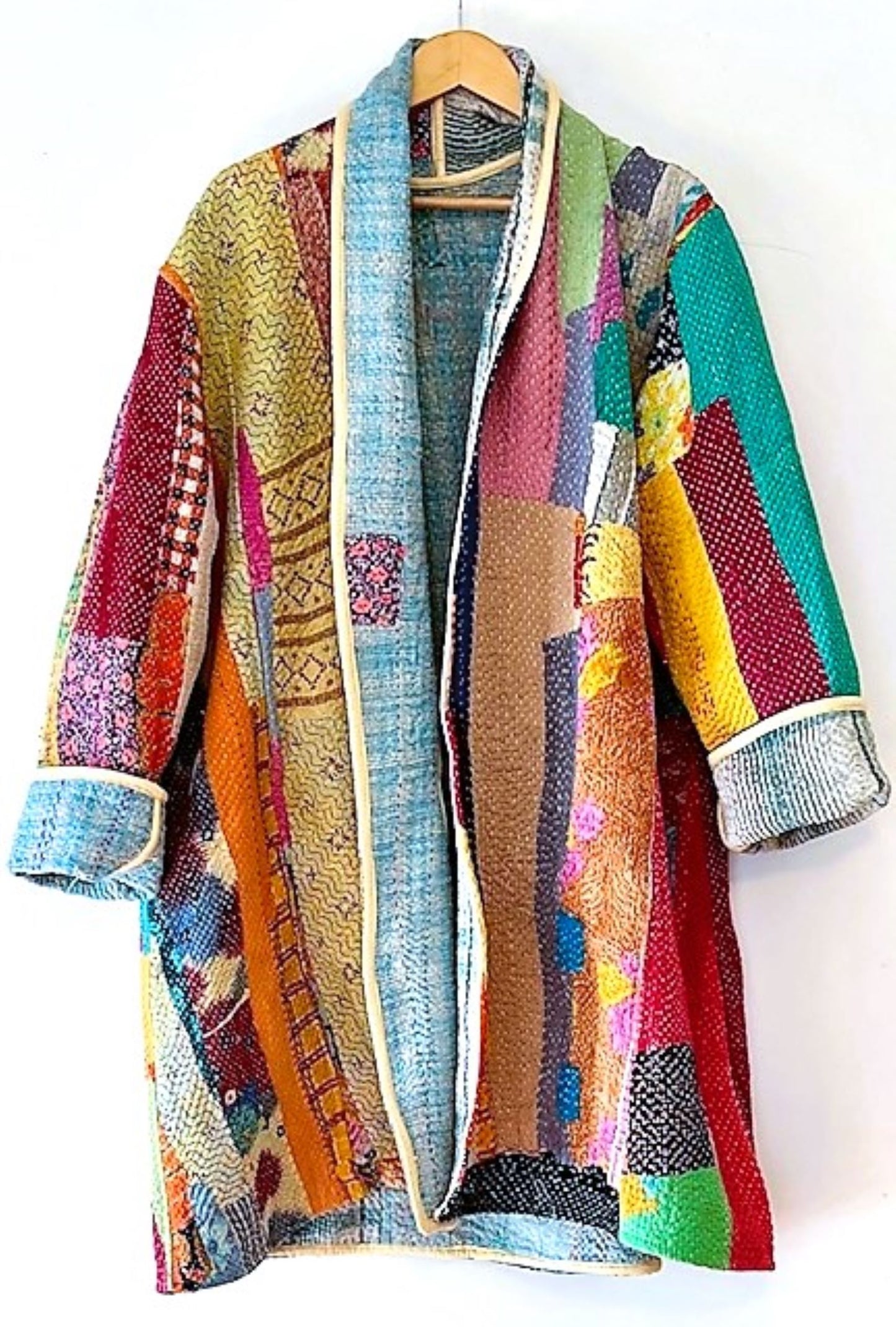 Specialty Collection: Designer Patchwork Hand Embroidered Jacket Fully Reversible. Beautiful (Pastel) (Copy)