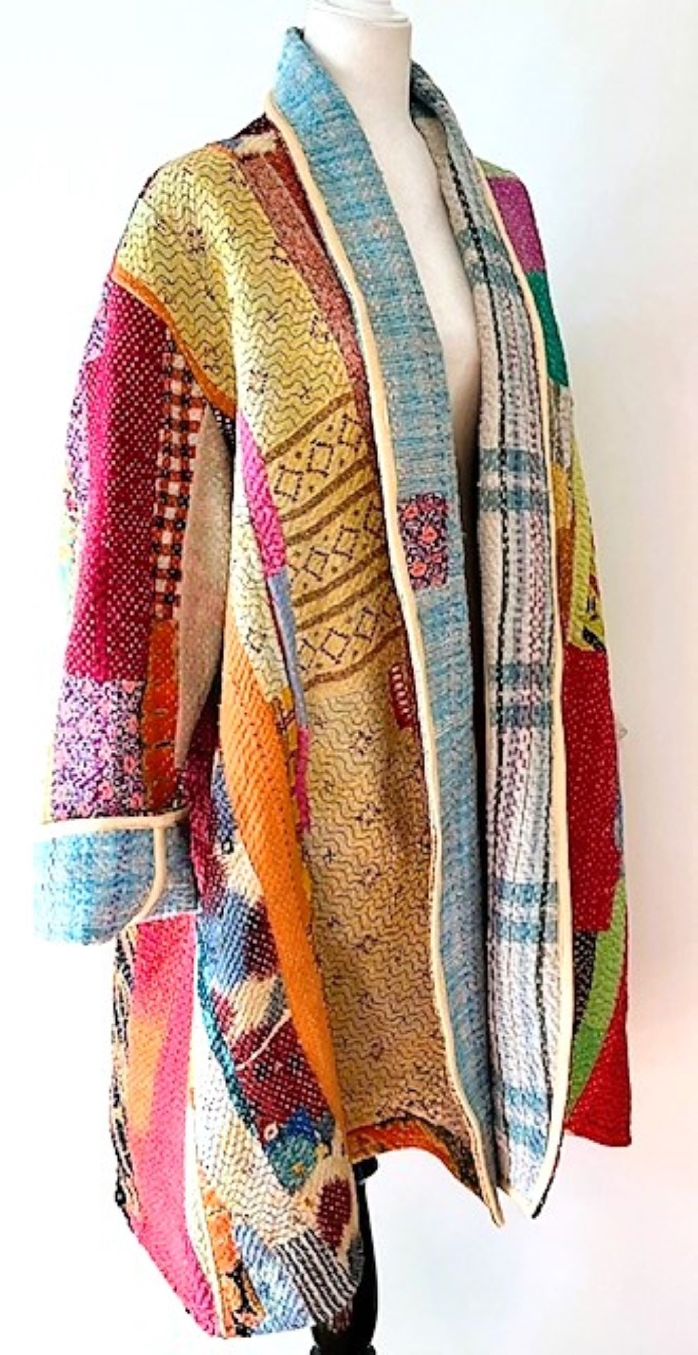 Specialty Collection: Designer Patchwork Hand Embroidered Jacket Fully Reversible. Beautiful (Pastel) (Copy)