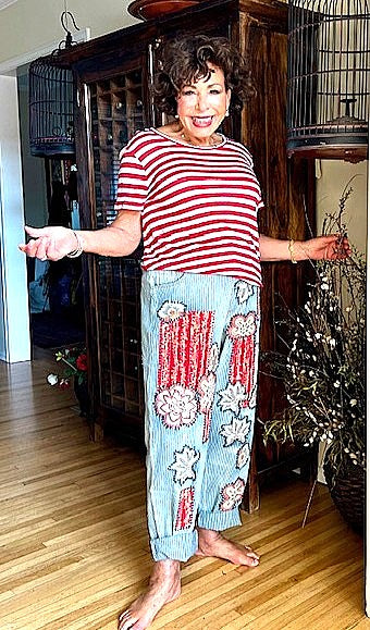Blooming Breeze Distressed Striped Jeans Are A Best Seller.