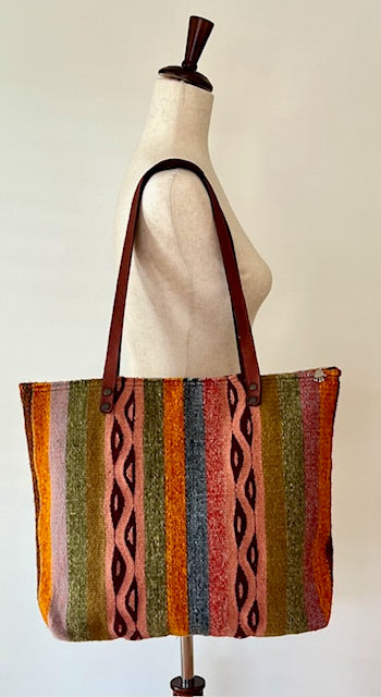 Gifts With A Cause- Handwoven Totes With Leather Trim. Beautiful And One-Of-A-Kind.