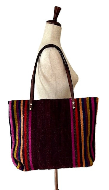 Gifts With A Cause- Handwoven Totes With Leather Trim. Beautiful And One-Of-A-Kind.