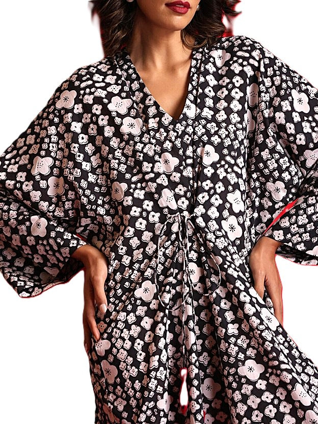 Easy, Breezy Kaftan Dress, Unique (Black White)