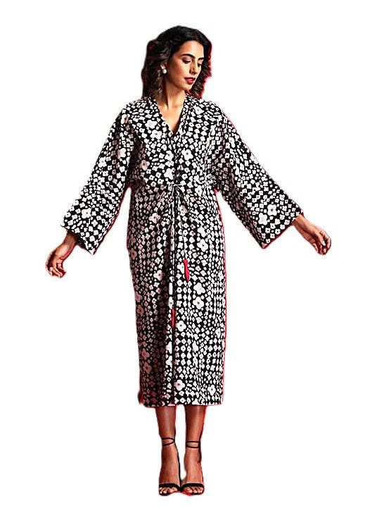 Easy, Breezy Kaftan Dress, Unique (Black White)