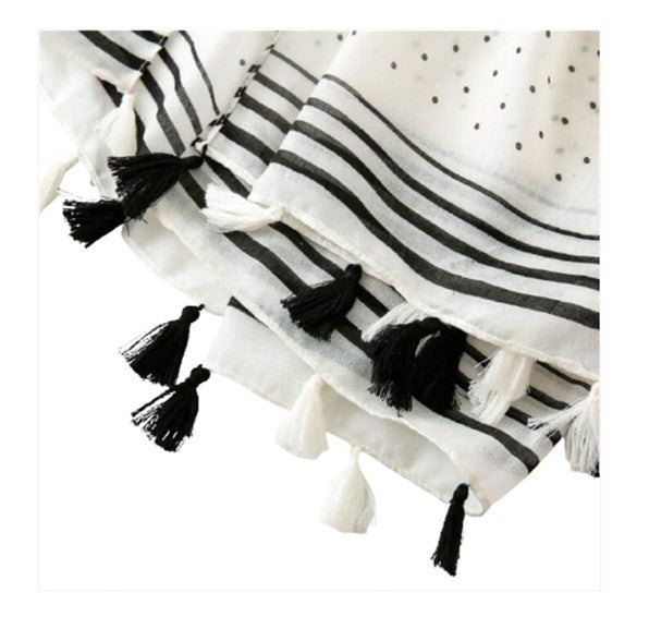 Classic Polka Dot Summer Scarves (White and Black)