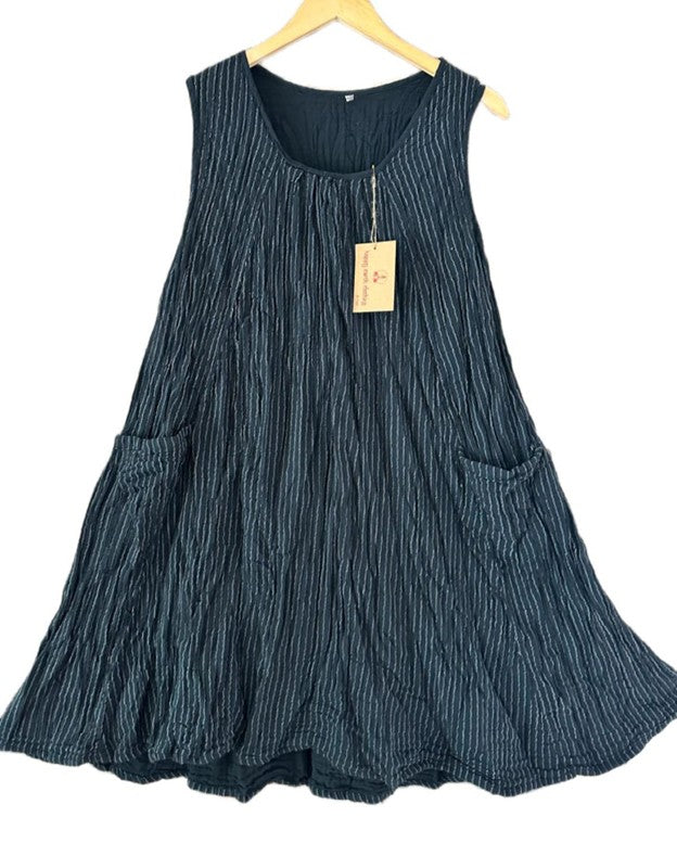 Dresses: One Size Hand Woven High End Organic Cotton (Navy)
