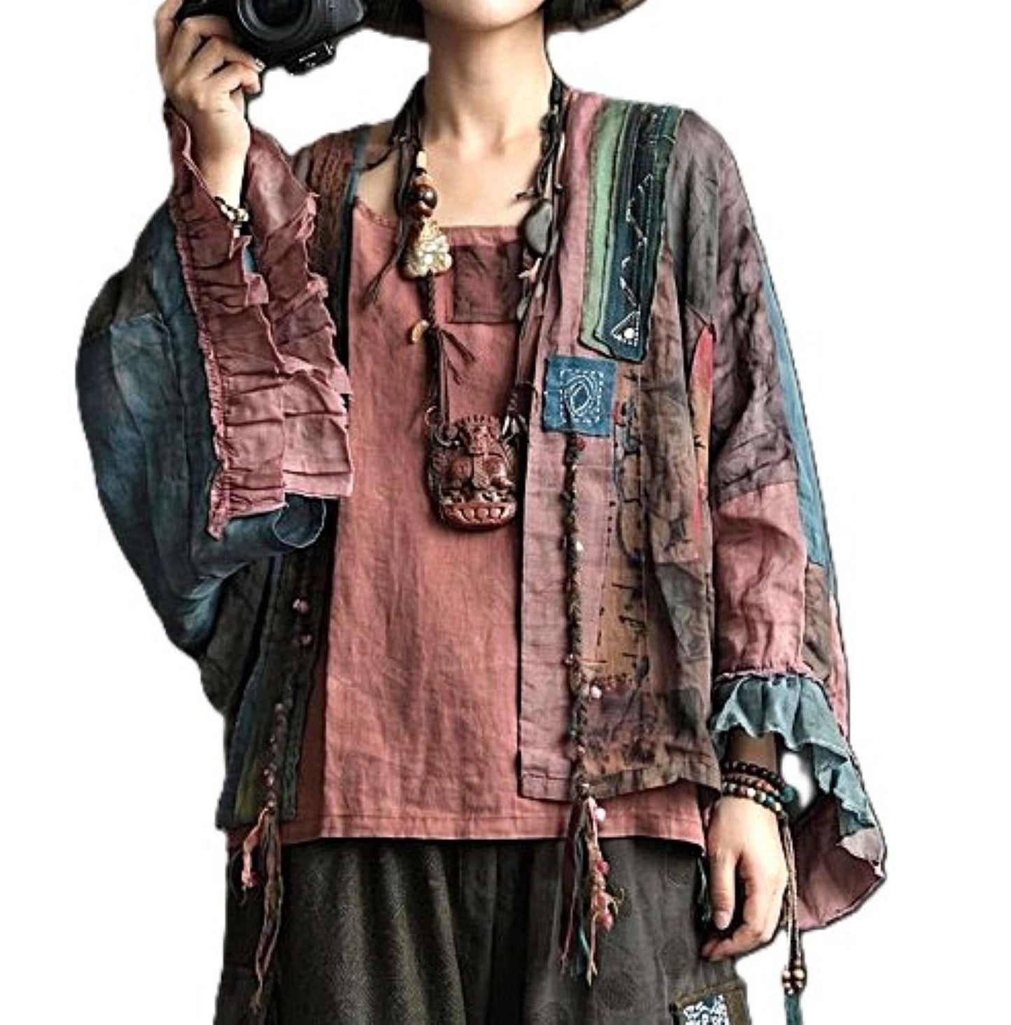 Jacket: Boho Patchwork Kimono Inspired With Artistic Layering.