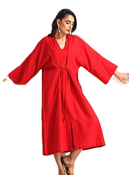 Dresses: Easy Kaftan Style Midi Looks Rich And Dramatic. (Red)