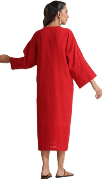 Dresses: Easy Kaftan Style Midi Looks Rich And Dramatic. (Red)