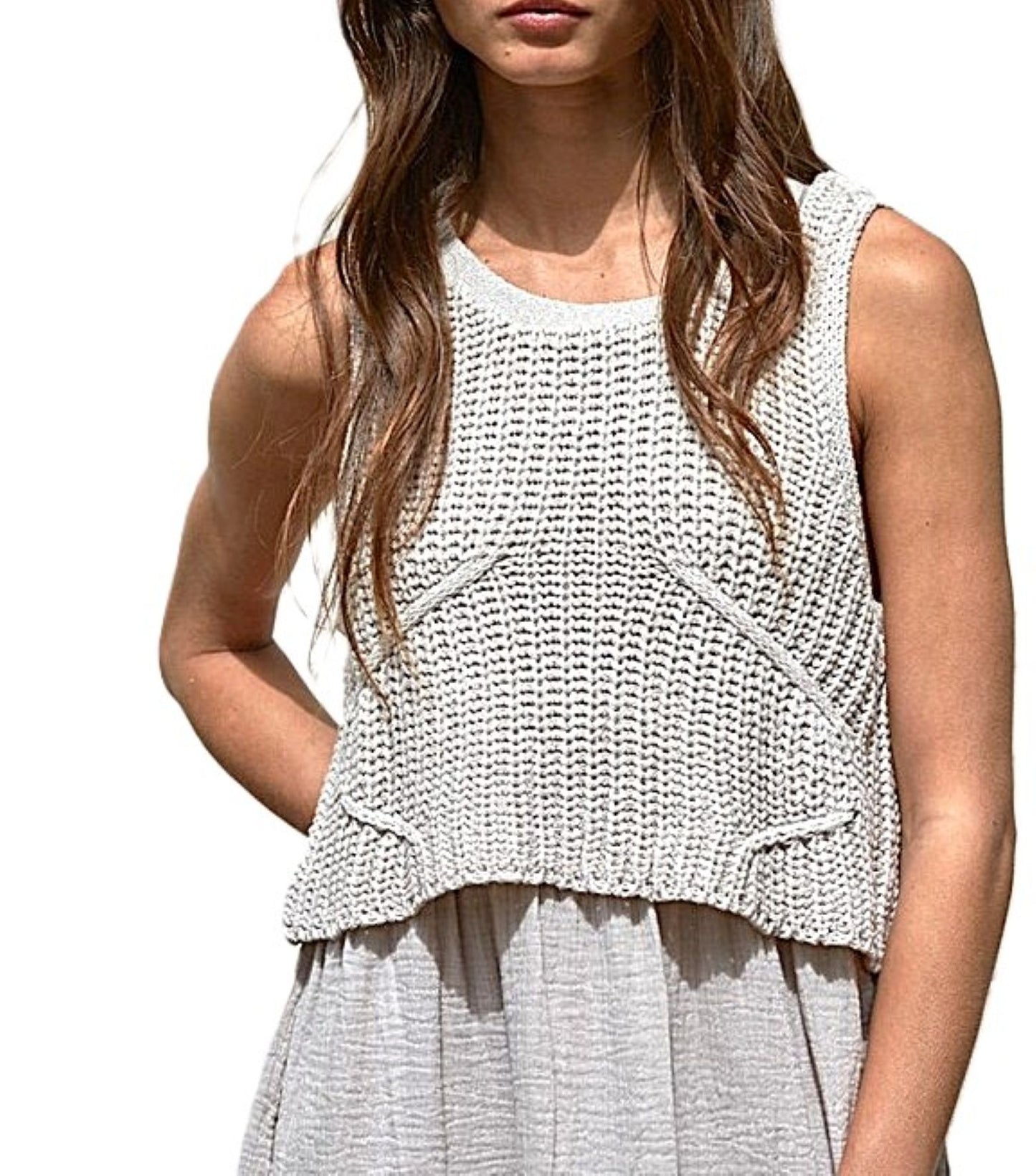 Dresses: Sleeveless One Piece Sweater Maxi Dress.(Neutral)