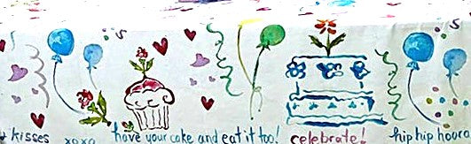 Happy Birthday Watercolor Tablecloth. Great Gift For The Gal Of The Hour