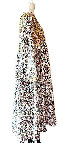 Midi Block Print Cotton Dress Is Appealing and Comfortable (Two Tone)