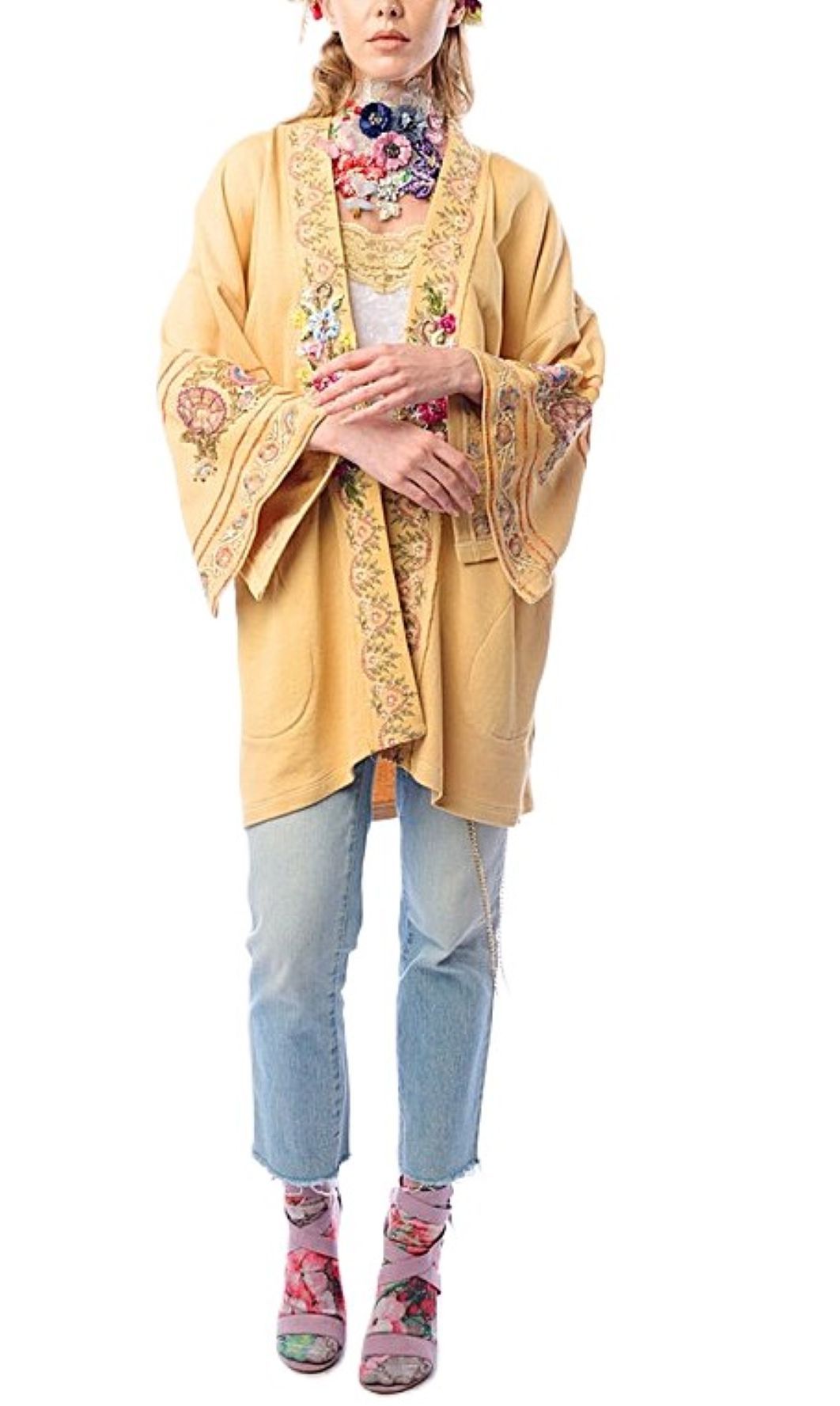 Specialty Collection: Juliette Embellished French Terry Kimono Jacket (Lilac or Maize)