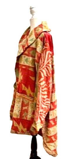 Kantha Bae Drifter Coat: Kantha Comfortable and Warm, (Burnt Red)
