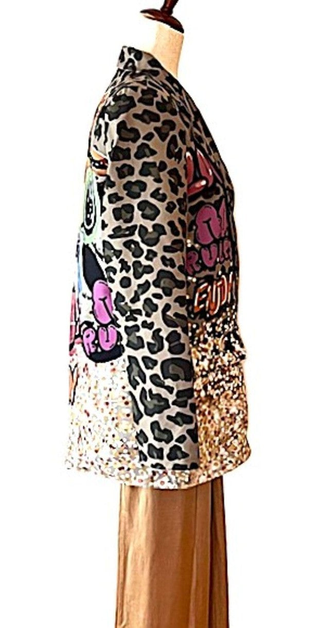 Contemporary One Size Italian "Snoopy" Printed Blazer. Best Seller.