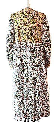 Midi Block Print Cotton Dress Is Appealing and Comfortable (Two Tone)