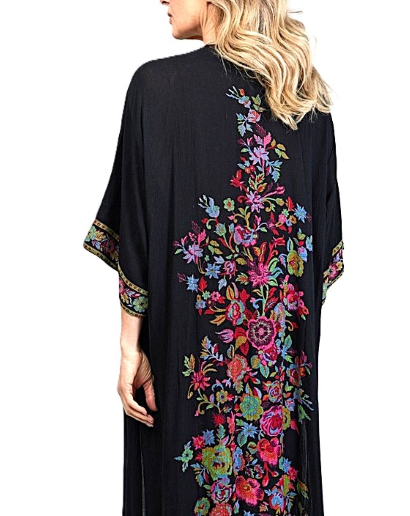 Specialty Collection: Blooming Roses Long Floral Kimono Has Just The Right Amount Of Pizzaz