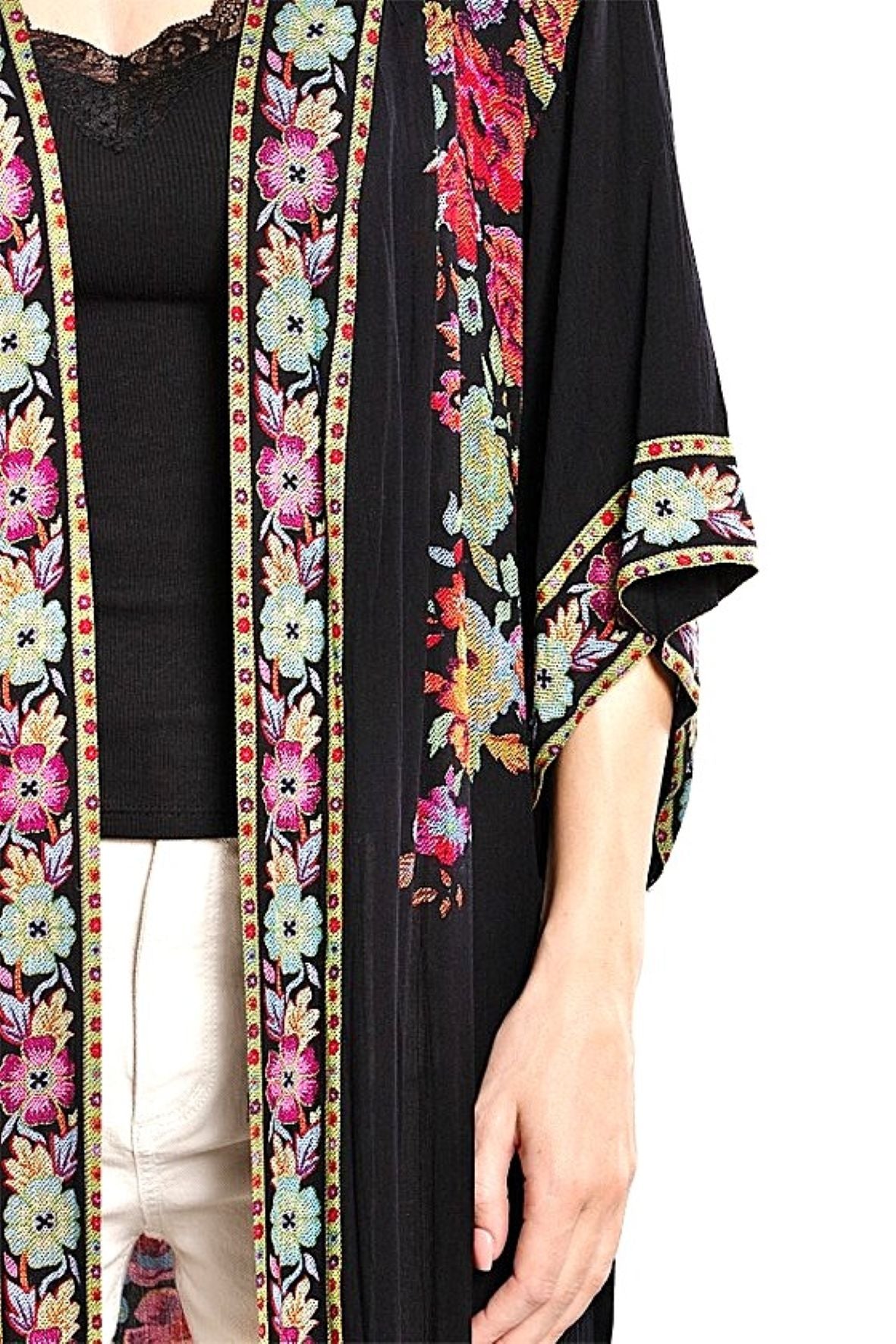 Specialty Collection: Blooming Roses Long Floral Kimono Has Just The Right Amount Of Pizzaz