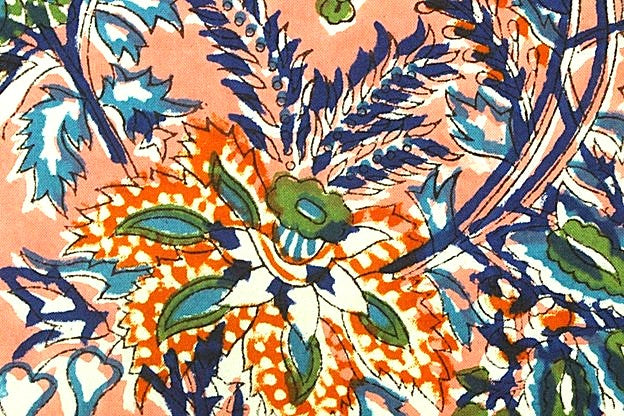 Abstract Block Print Bordered Dinner Napkins Deliver Nature To Your Table. (Orange Olive)