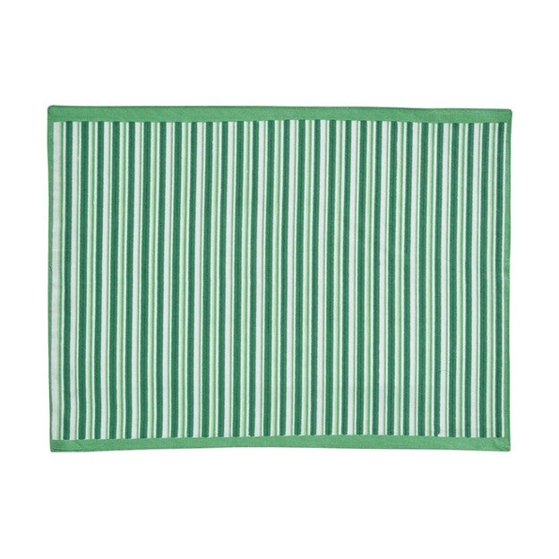 Table Linens, Geometric Placemats Fully Reversible. Green (Set of 4) Matching Napkins.