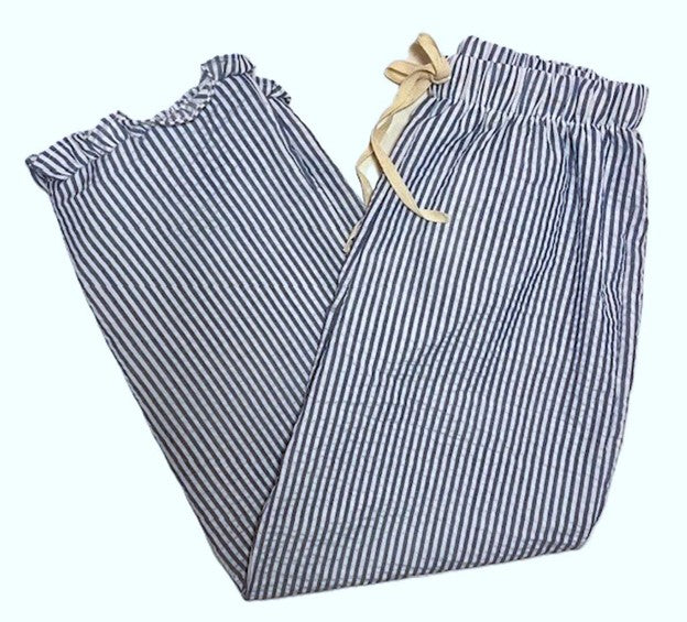 Very Parisian Ruffle Pajama Pant or Short, Sky Blue Stripe