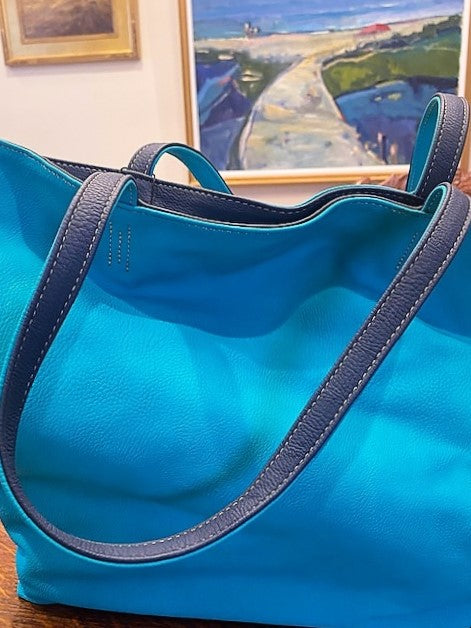 Fully Reversible Exceptional Italian Leather Totes Straight from Florence. (Two Colors) Turquoise
