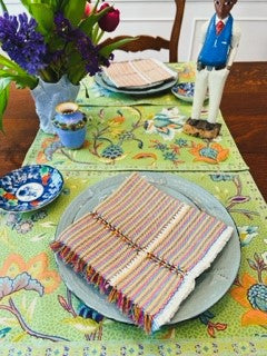 Set of 4 Hand Painted Designer Placemats (Floral Mint)